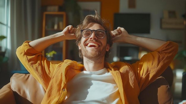 Photo a man wearing glasses and a white shirt is smiling