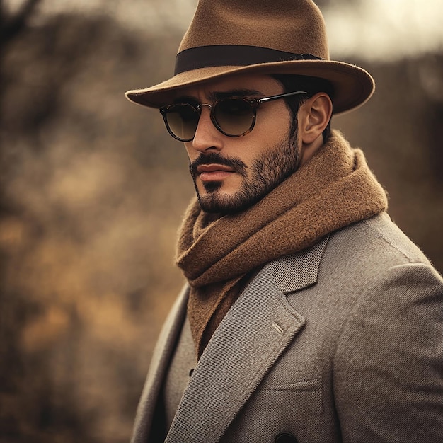 Photo a man wearing glasses with a shadow behind him