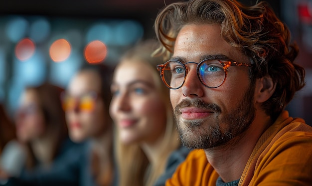 Photo a man wearing glasses with the word  on it