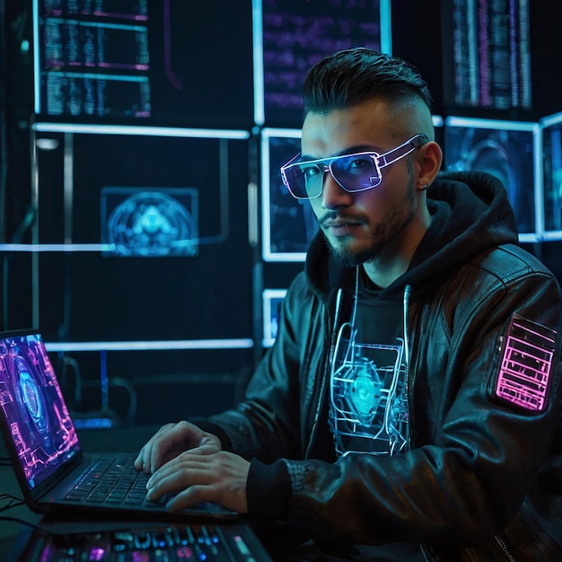 a man wearing glasses with the word texas on his hoodie