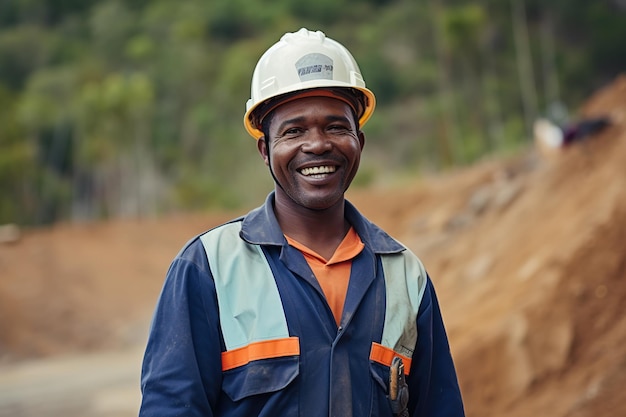 A man wearing a hard hat smiles at the camera