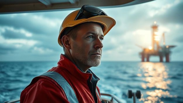 a man wearing a hat is on a boat with the sun behind him