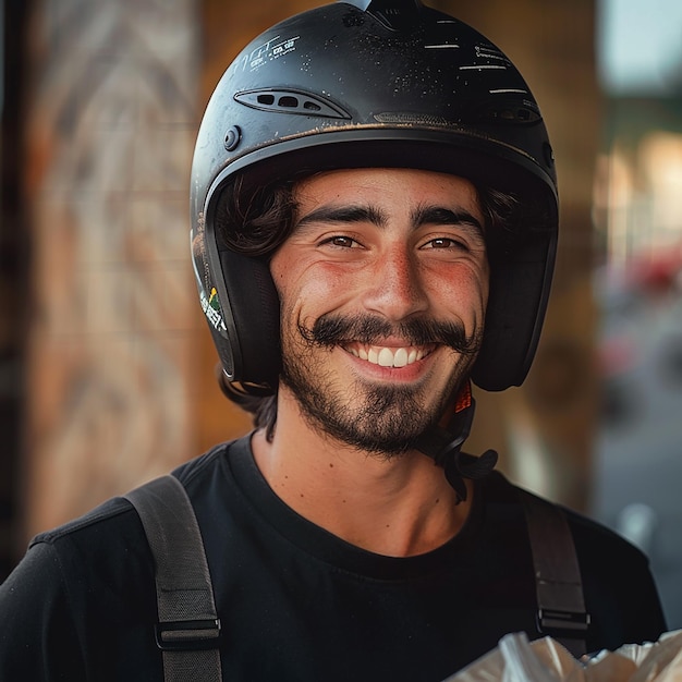 Photo a man wearing a helmet that says quot the word quot on it