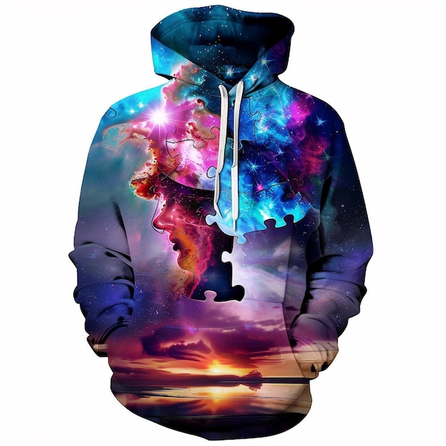 Photo a man wearing a hoodie with the colorful colors on it