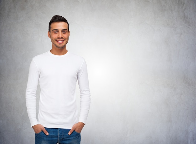 Man wearing a long sleeved blank shirt