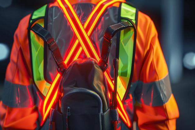 Photo a man wearing a orange and yellow jacket with the word  x  on it