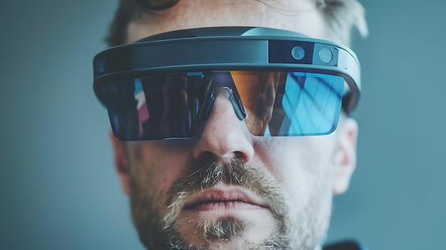 A man wearing a pair of augmented reality glasses