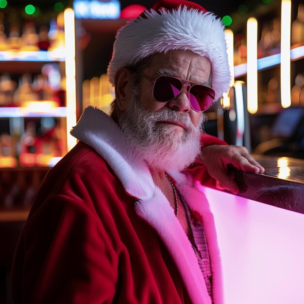 Photo a man wearing a santa hat stands in front of a lit candle