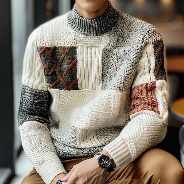 Photo a man wearing a sweater with a watch on it