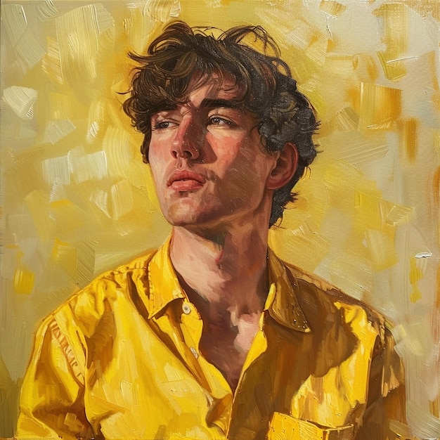 A man wearing a vibrant yellow shirt