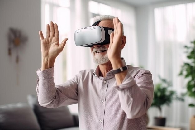 a man wearing a virtual reality glasses is wearing a pair of virtual reality glasses