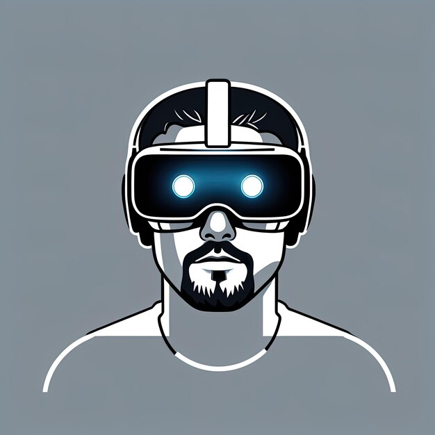 man wearing virtual reality headset vector illustrationman virtual reality headset