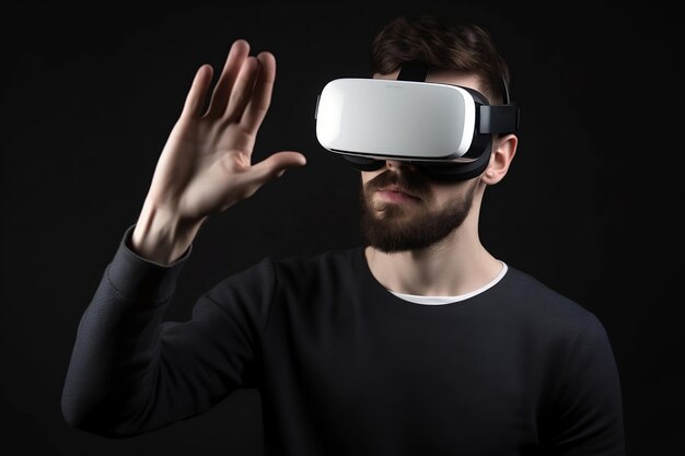 A man wearing a virtual reality headset