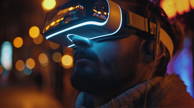 Photo a man wearing vr glasses