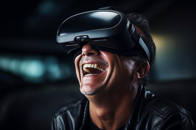 Man wearing VR goggles Technology digital Futuristic innovation device concept