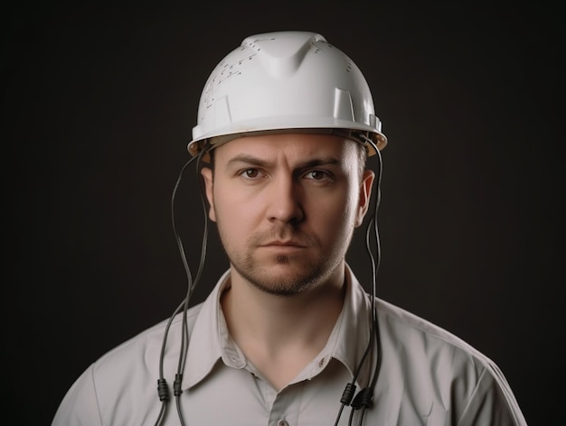 Photo a man wearing a white helmet with the number 3 on it