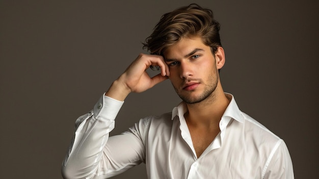 a man wearing a white shirt that says quot he is wearing a white shirt quot