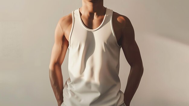 Photo a man wearing a white tank top with a white tank top and a white tank top