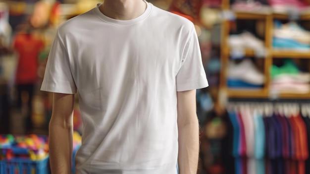 Man wearing a white tshirt mockup