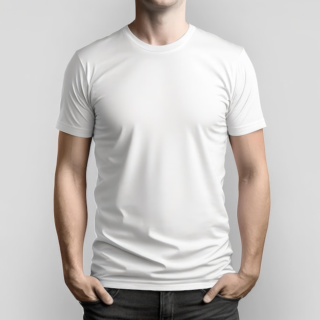 A man wearing a white tshirt mockup