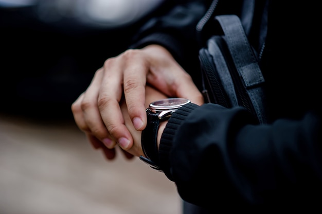 Man wearing a wristwatch