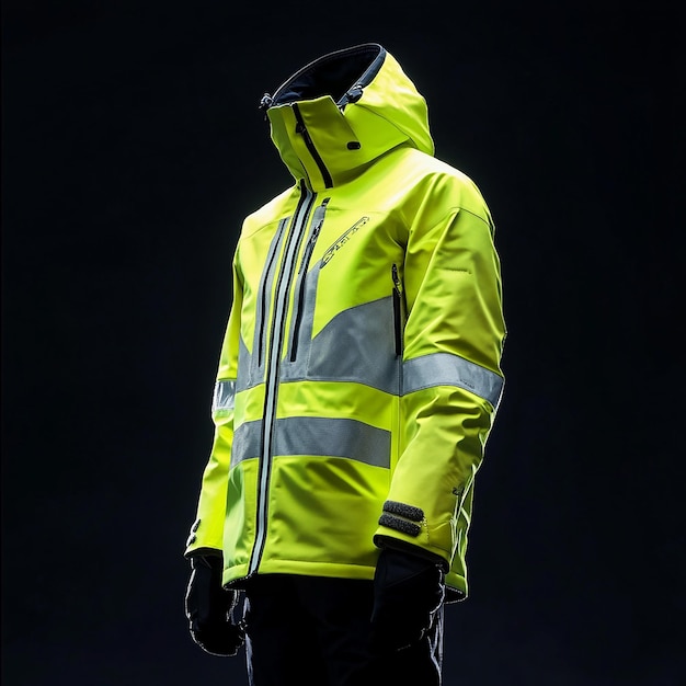 Photo a man wearing a yellow jacket with a yellow jacket on it