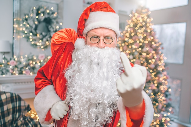 Man wears Santa Claus costume