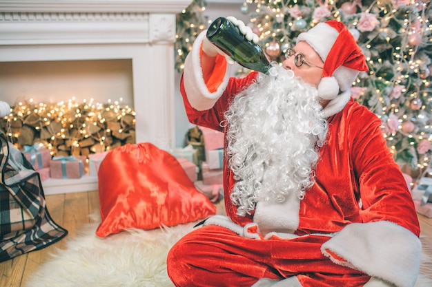 Man wears Santa Claus costume