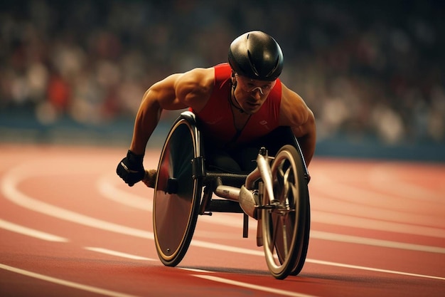 a man in a wheelchair with the number 1 on his back.