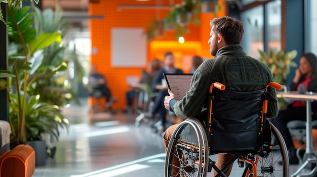 Man in Wheelchair Working on Laptop