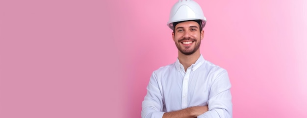 Man in White Hat Standing in Front of Pink Wall