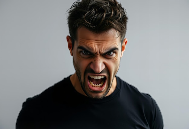 Photo a man with an angry expression on his face