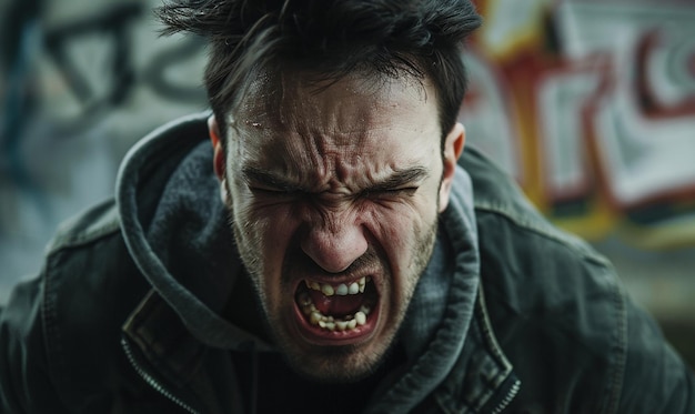 Photo a man with a angry expression on his face