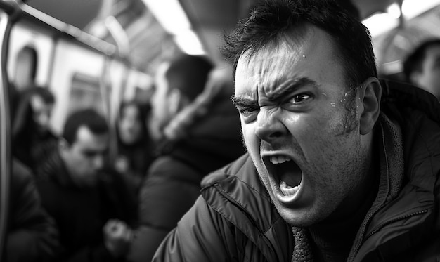 Photo a man with a angry expression on his face