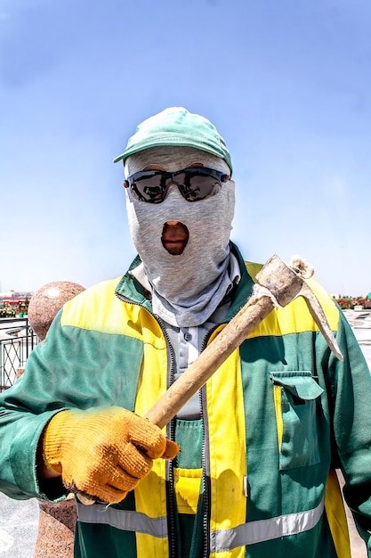 A man with an axe in his hand