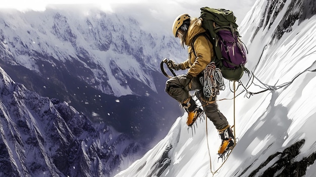 a man with a backpack is skiing on a mountain