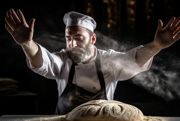 Photo a man with a beard and apron on and a white shirt with the word quot do not quot on it