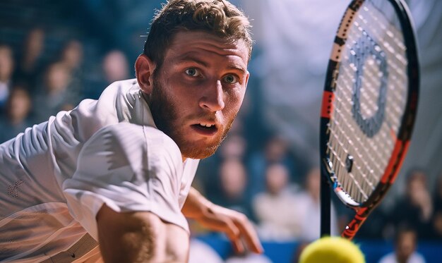 a man with a beard and a beard is playing tennis