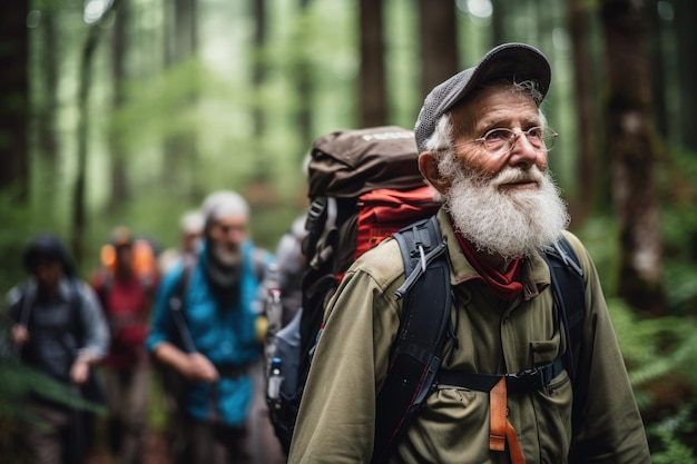 A man with a beard and a beard wearing a backpack