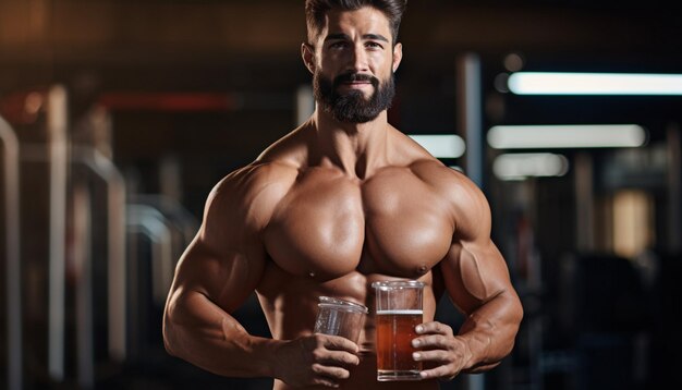 a man with a beard and a full beard holding a glass of beer