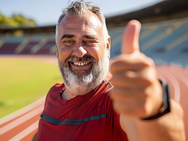 a man with a beard giving a thumbs up sign