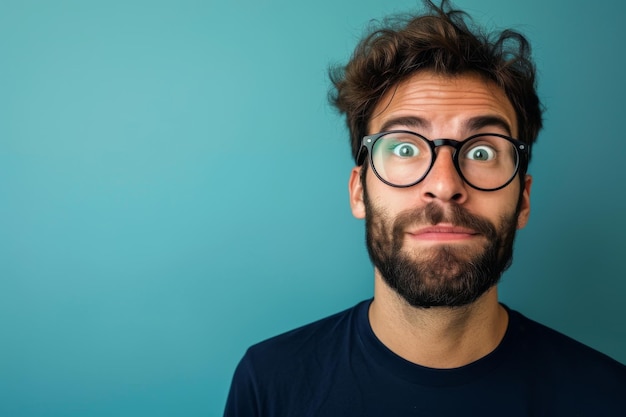 Man With Beard and Glasses Making Funny Face