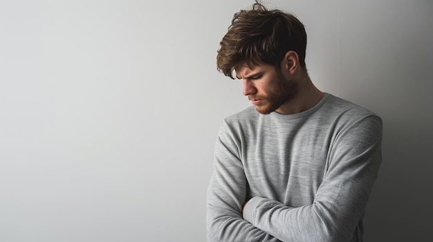 a man with a beard and a grey shirt