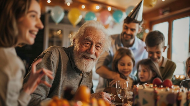 Photo a man with a beard and a hat with a little girl in front of him