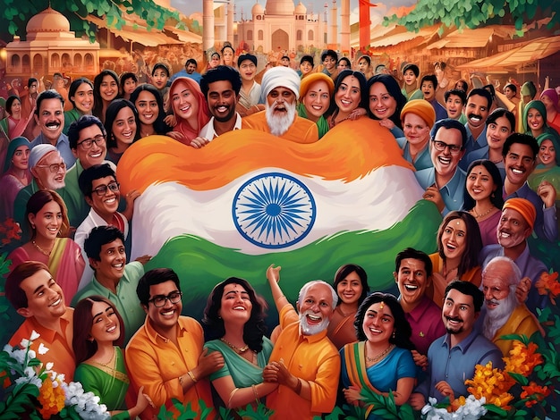 a man with a beard is holding a flag that says india independence day