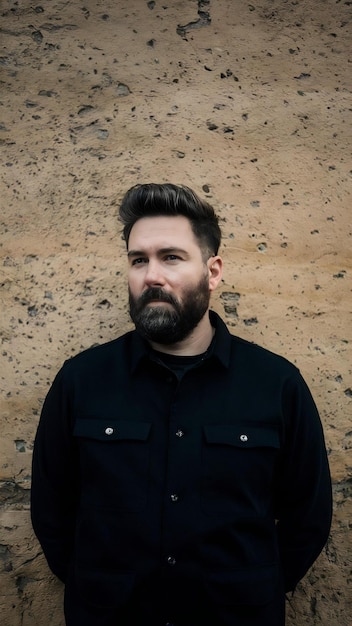 Man with beard over isolated wall