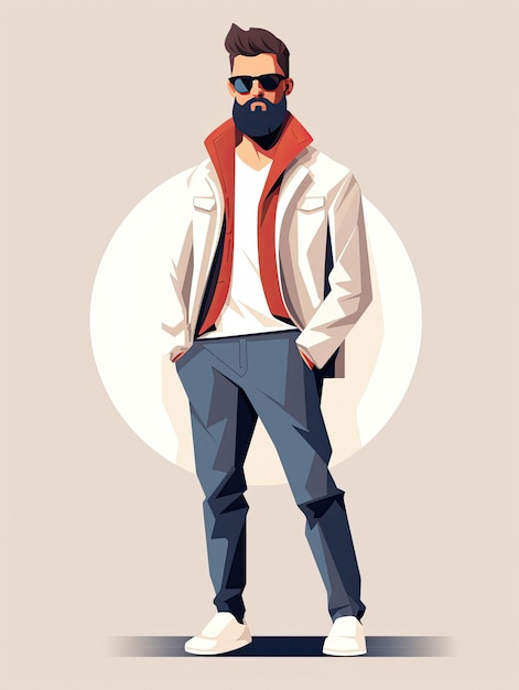 A man with a beard and a jacket on his head