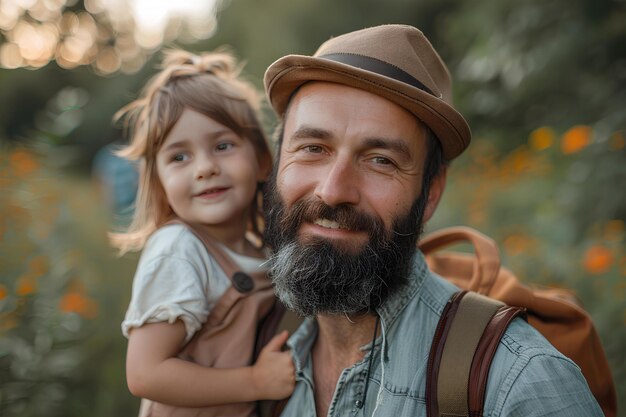 A man with a beard and a little girl