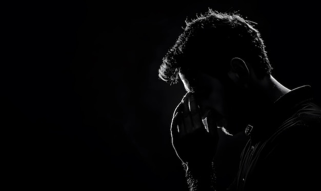 a man with a beard and mustache is in a dark room