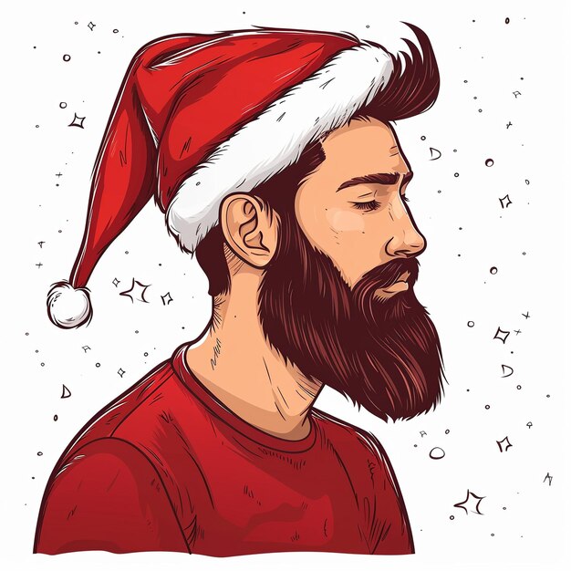 Photo a man with a beard and a red shirt with the words  santa  on it